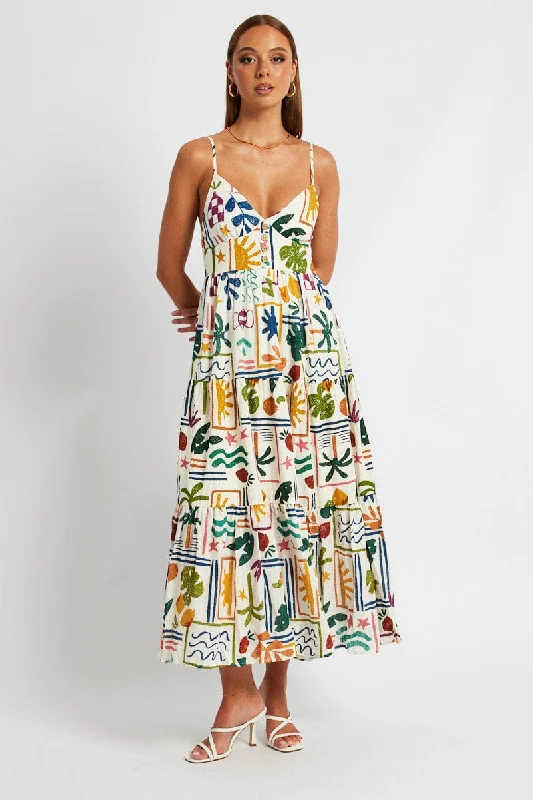 Multi Abstract Maxi Dress Sleeveless