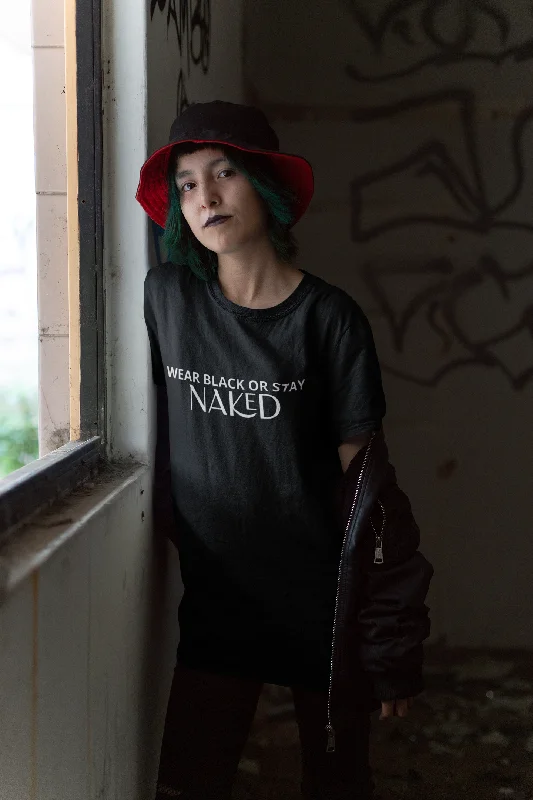 Hot Girl Black or Naked Garment-Dyed Embroidered Short Sleeve Tee