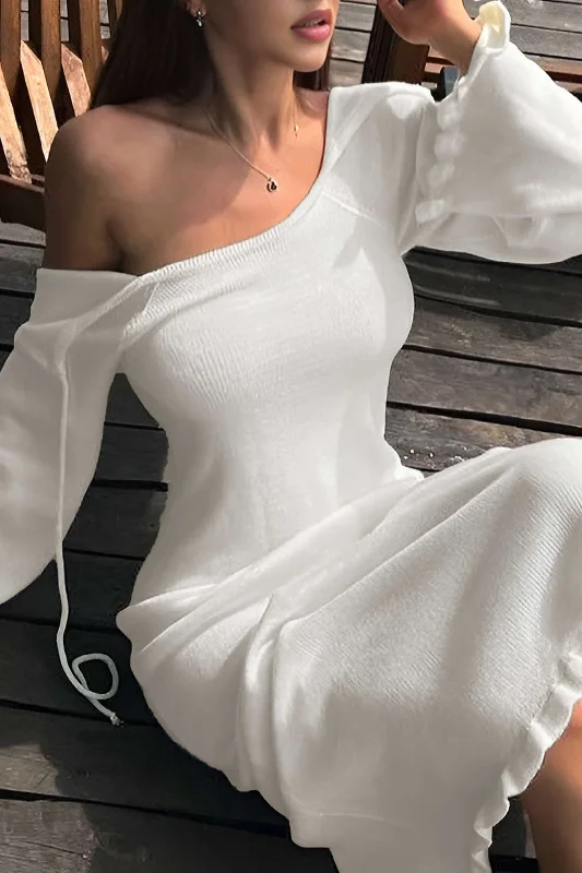 Solid Knit Tie Backless Maxi Dress