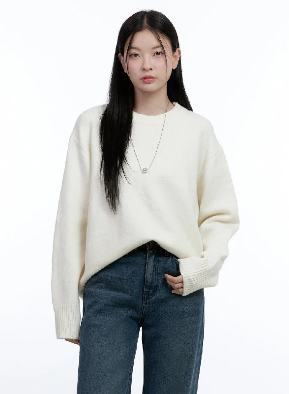 Comfy Wool Round-Neck Pullover OO429